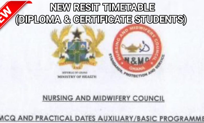 Resit Timetable for All Diploma and Certificate Candidates